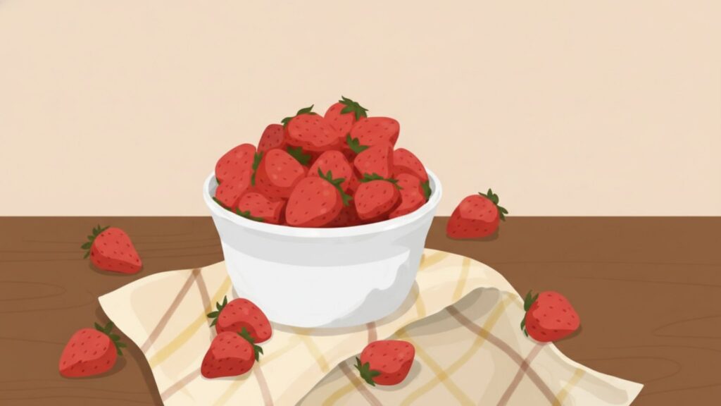 soft cartoonic strawberries with gentle outlines – aesthetic strawberry wallpaper