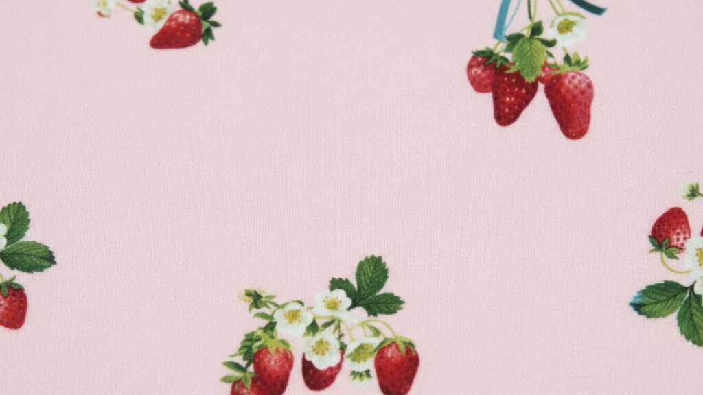 Girly strawberry flowers doodle pink strawberry wallpaper