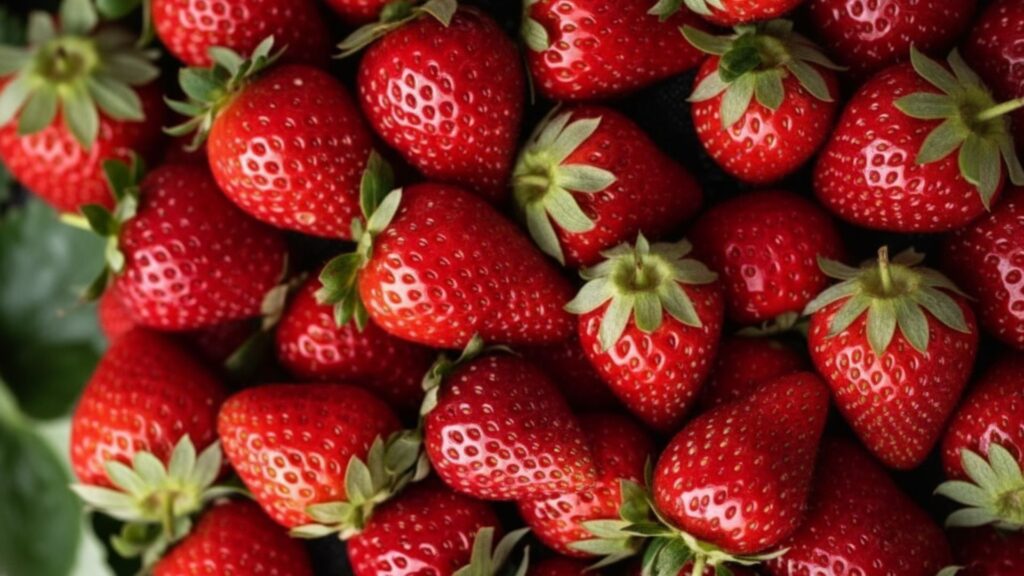 cozy cottagecore strawberries with natural tones – aesthetic strawberry wallpaper