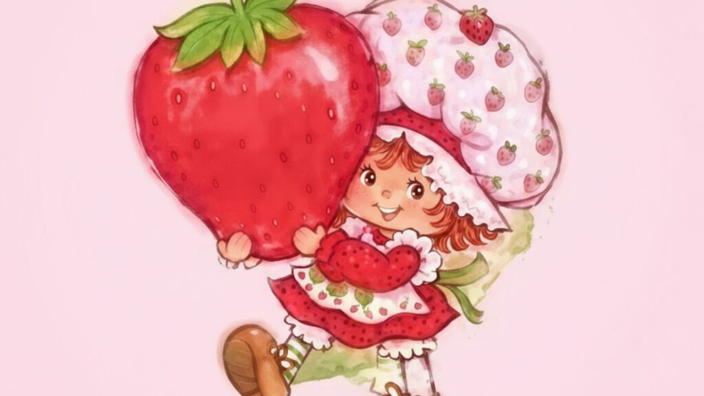 Vibrant strawberry cartoon scene with dreamy pastel world Strawberry shortcake cartoon Wallpaper