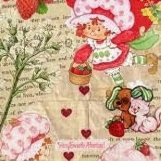 Scrapbook tape edges and doodles vintage style strawberry shortcake cartoon wallpaper