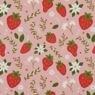 Pastel pink strawberry with flowers doodle art cute strawberry wallpaper