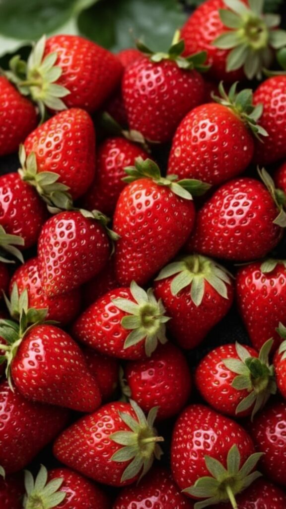 strawberries with soft glowing edges – aesthetic strawberry wallpaper