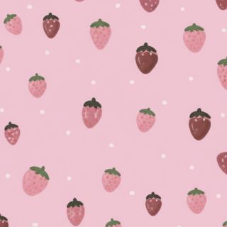 Cute strawberries scattered on pink background Pink Strawberry Wallpaper
