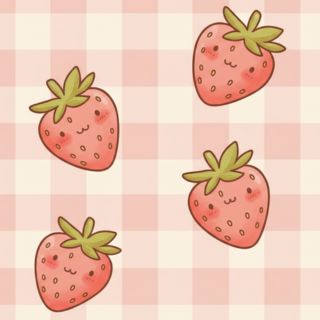 Cute cartoon strawberries on pink theme Pink Strawberry Wallpaper