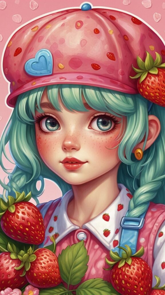 cute eyes strawberry shortcake cartoon wallpaper