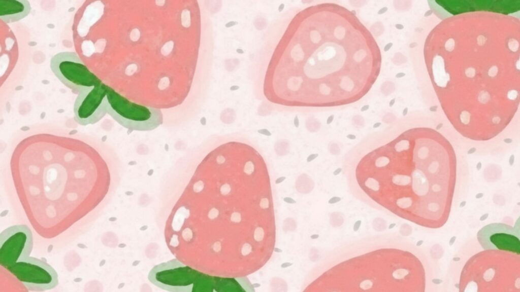 bright red strawberries on soft pastel theme – aesthetic strawberry wallpaper