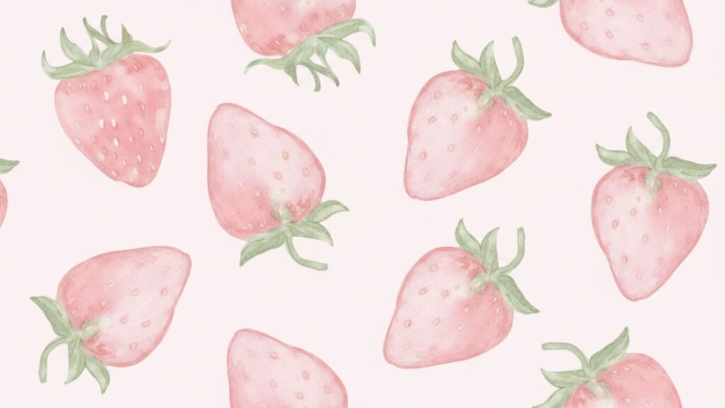 watercolor painted strawberries with soft brush strokes – aesthetic strawberry wallpaper
