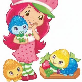 Group pose with berries and soft shadows on white background strawberry shortcake cartoon wallpaper
