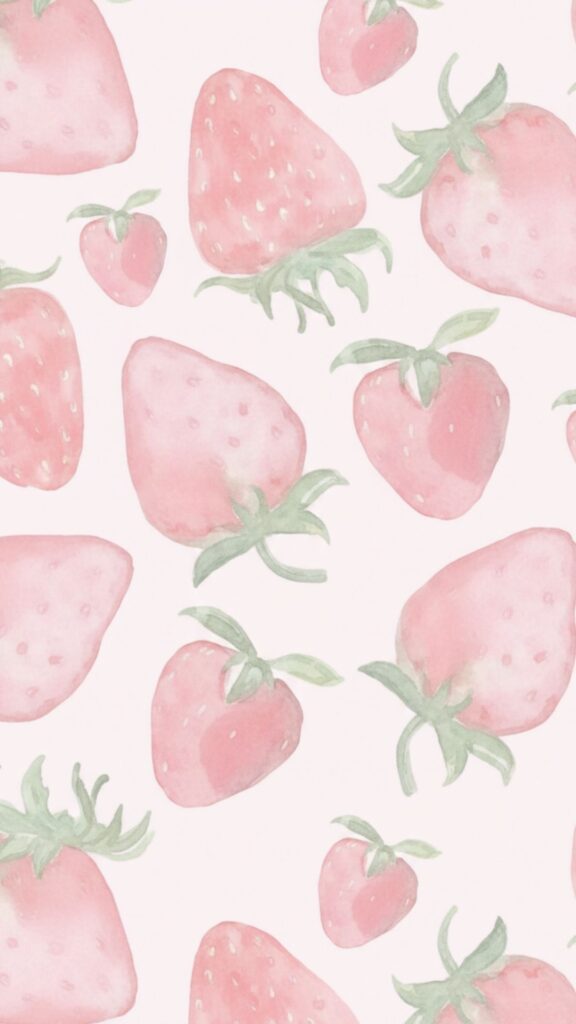 strawberries with soft watercolor textures on gentle background – aesthetic strawberry wallpaper
