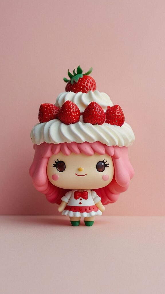 cute doll strawberry shortcake cartoon wallpaper