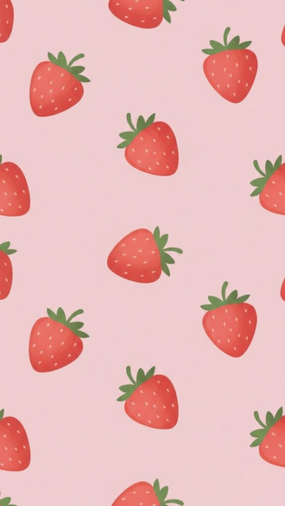 strawberry pattern with soft whimsical details – aesthetic strawberry wallpaper