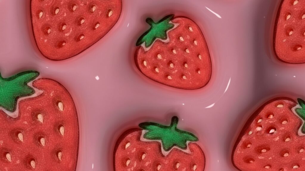 strawberries with soft dreamy glow effect – aesthetic strawberry wallpaper