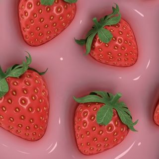 glossy 3d strawberries on soft background – aesthetic strawberry wallpaper