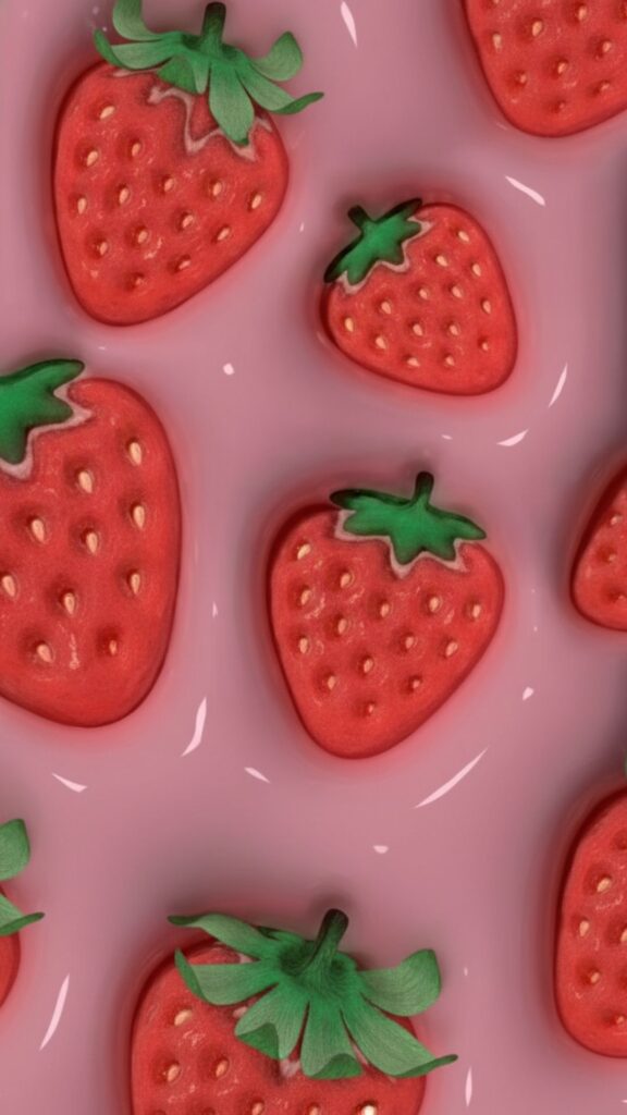 bright strawberries with soft cozy glow – aesthetic strawberry wallpaper