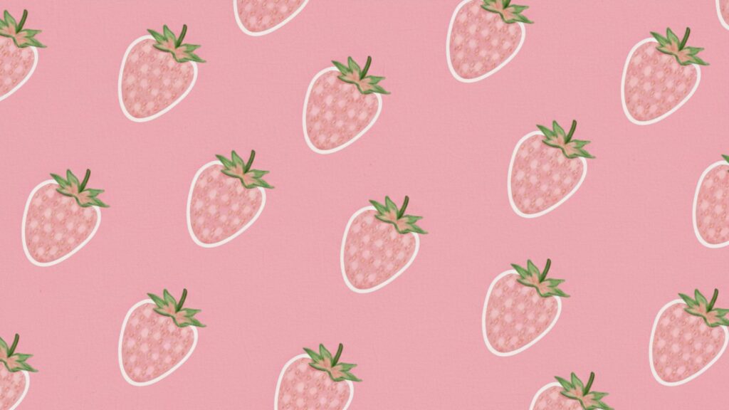 minimal strawberries on pink background pink strawberry wallpaper
