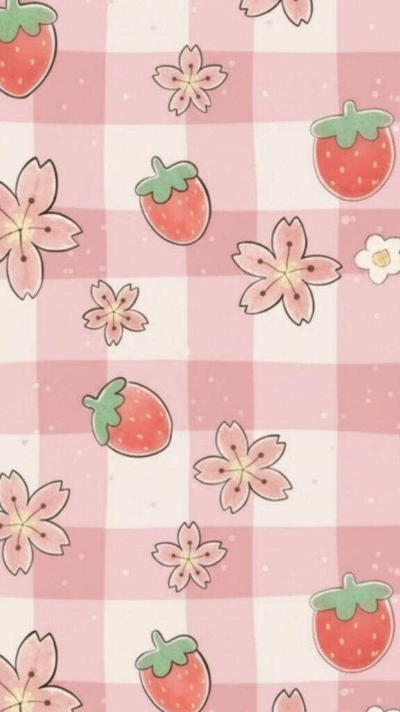 strawberries on pastel gradient background – aesthetic strawberry wallpaper
