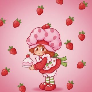 Cute smiling portrait with strawberry background strawberry shortcake cartoon wallpaper