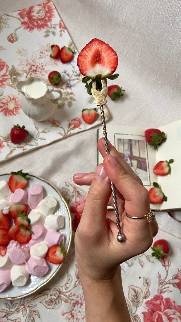 Aesthetic strawberries pink strawberry wallpaper