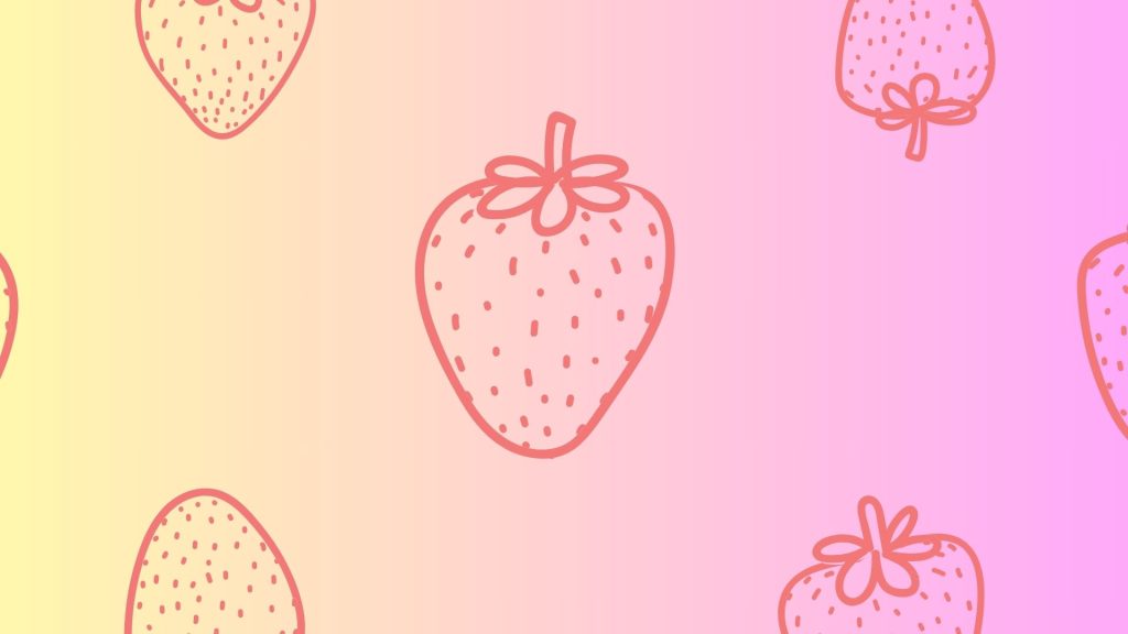 Aesthetic strawberries with double shaded background strawberry desktop wallpaper