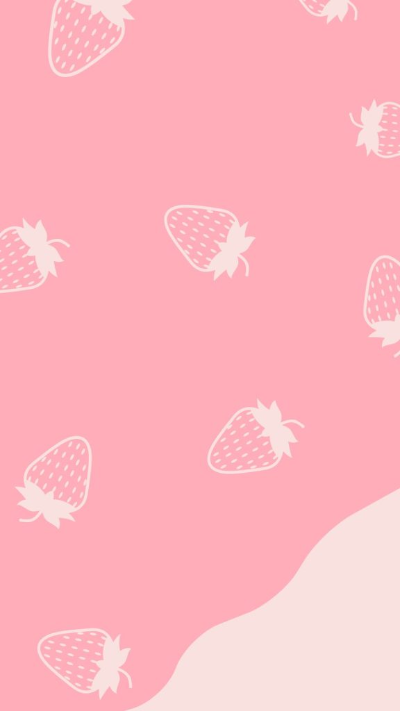 Baby pink strawberries on dark pink background aesthetic strawberry wallpaper