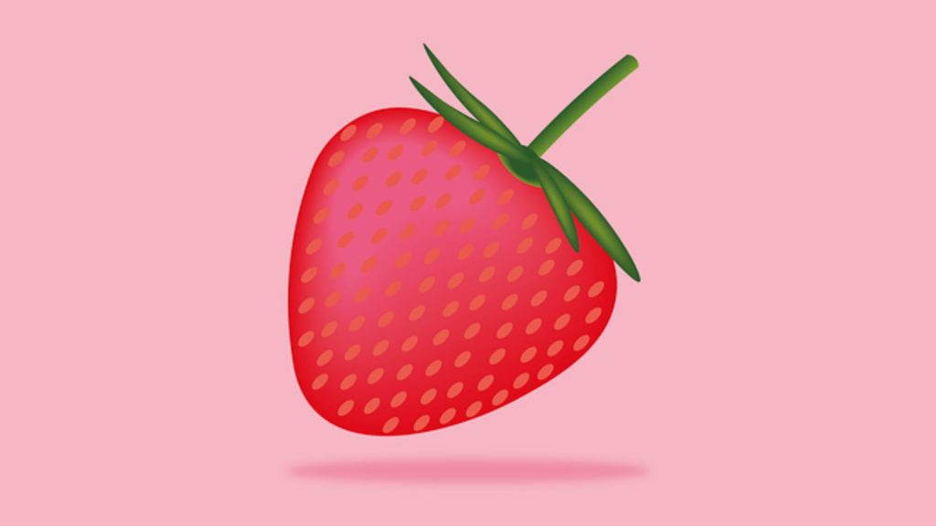 Big red strawberry with pink background strawberry desktop wallpaper