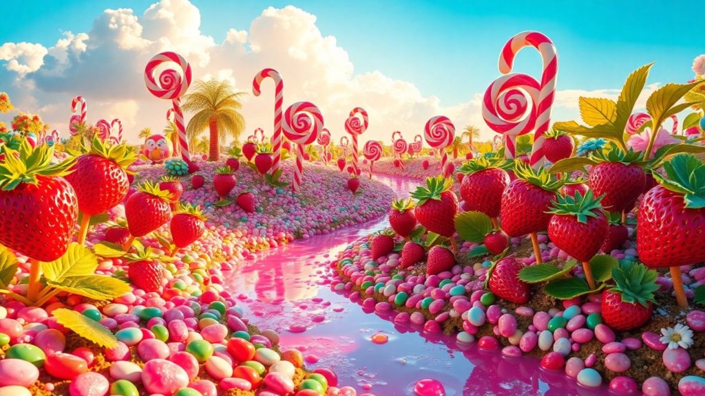 Candy land Strawberry Shortcake Cartoon Wallpaper