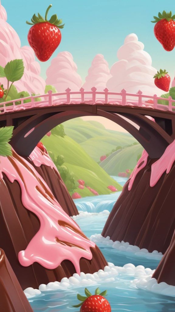 Chocolate mountain strawberry shortcake cartoon wallpaper