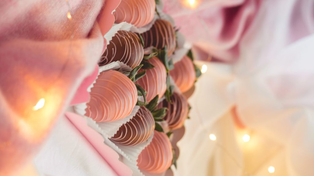 Chocolate truffle vintage strawberries with fairy lights and pinky pink theme strawberry wallpapers for laptop