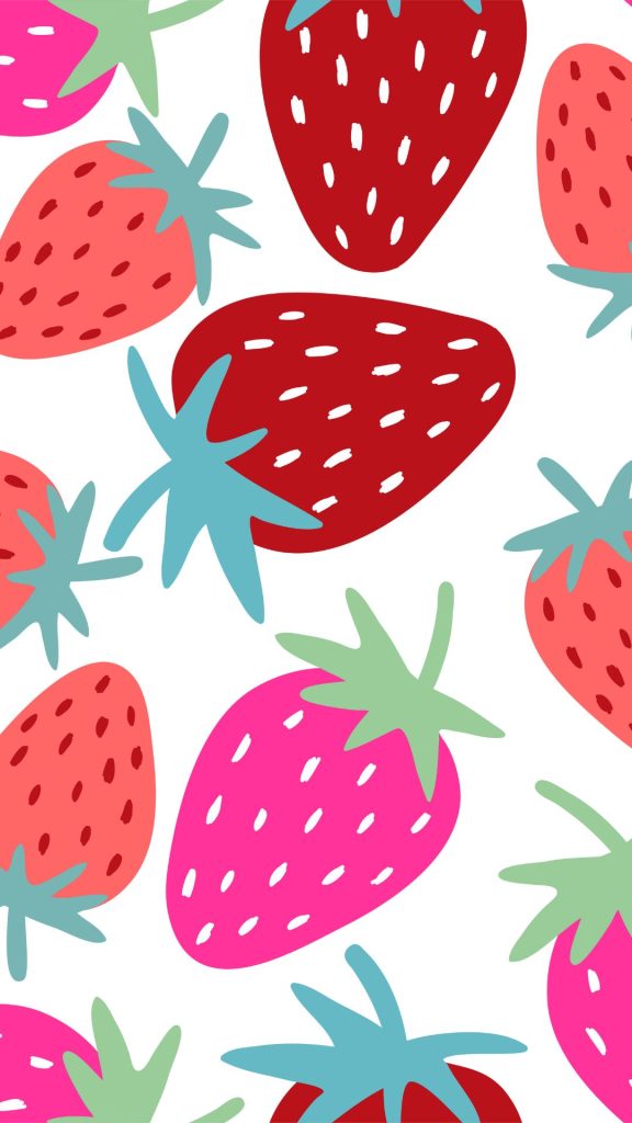 Colorful strawberries Aesthetic Strawberry wallpaper