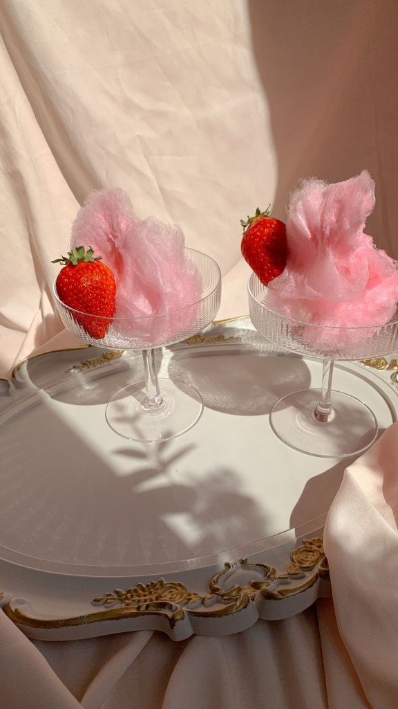 Cotton candy with strawberry pink strawberry wallpaper