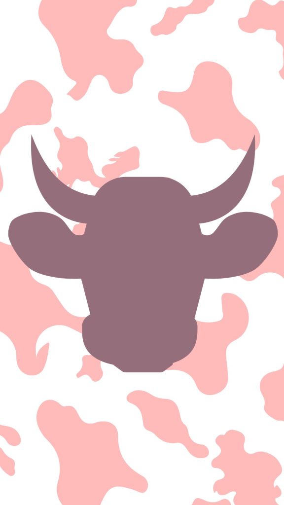 Cow symbol on white and pink background cute strawberry cow wallpaper