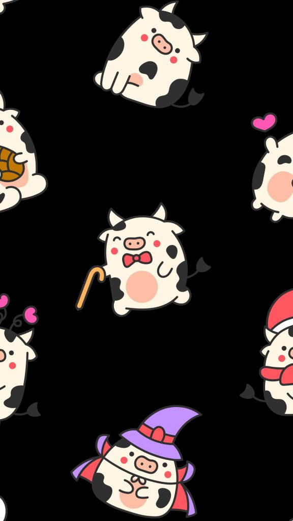 Cute baby moo strawberry cows with black background cute strawberry cow wallpaper