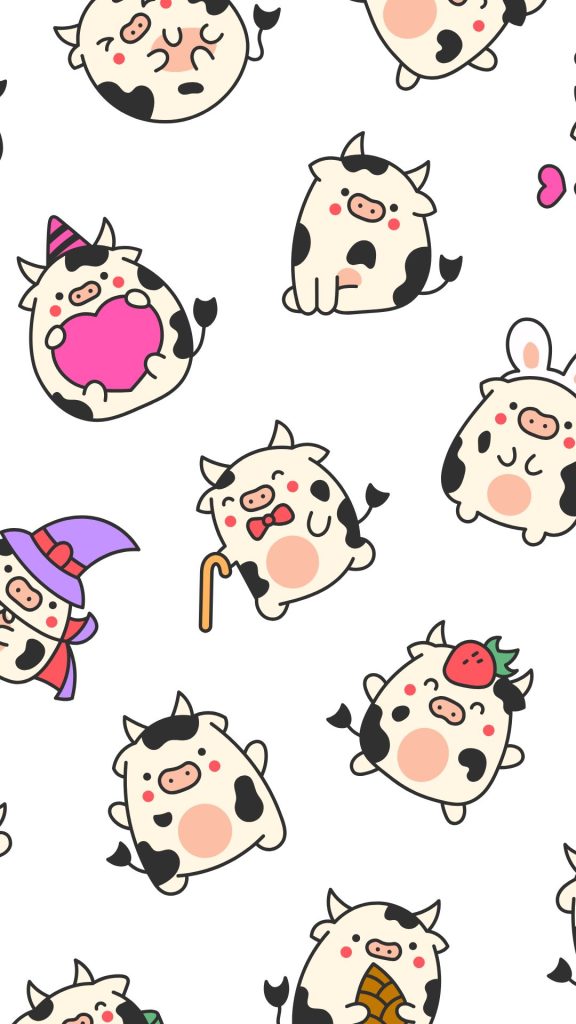 Cute baby strawberry cows on white background cute strawberry cow wallpaper