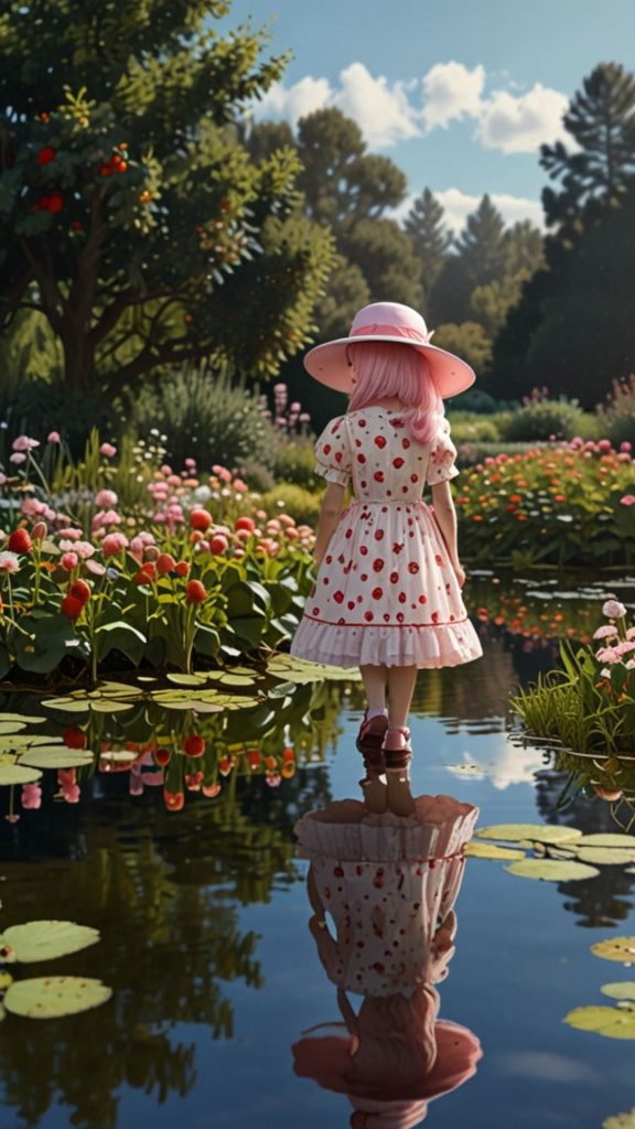 Cute baby strawberry shortcake with lake in jungle strawberry shortcake cartoon wallpaper