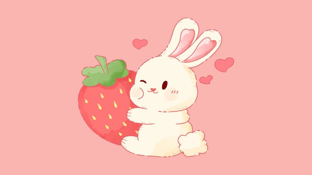Cute bunny with strawberry_strawberry wallpaper for laptop