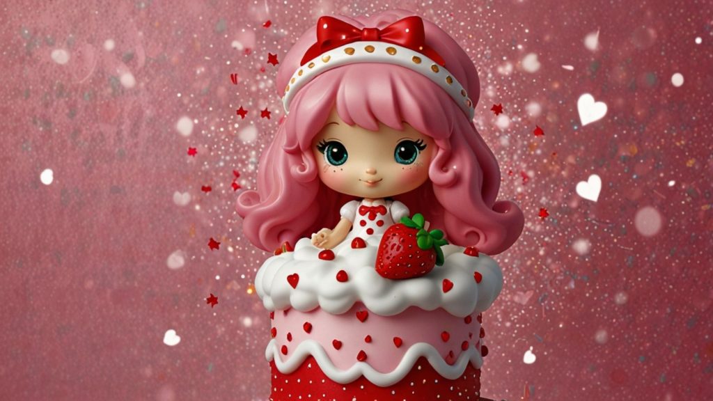Cute doll with cupcake Strawberry Shortcake Cartoon Wallpaper