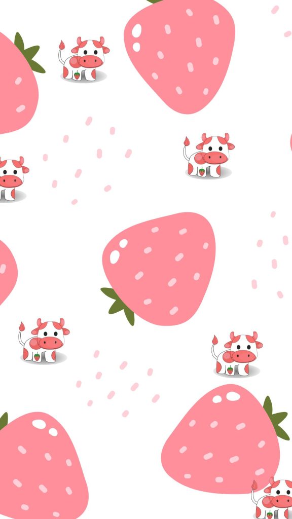 Cute little strawberry cows with strawberries cute strawberry cow wallpaper