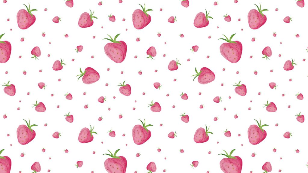 Cute pink strawberries with white background strawberry desktop wallpaper
