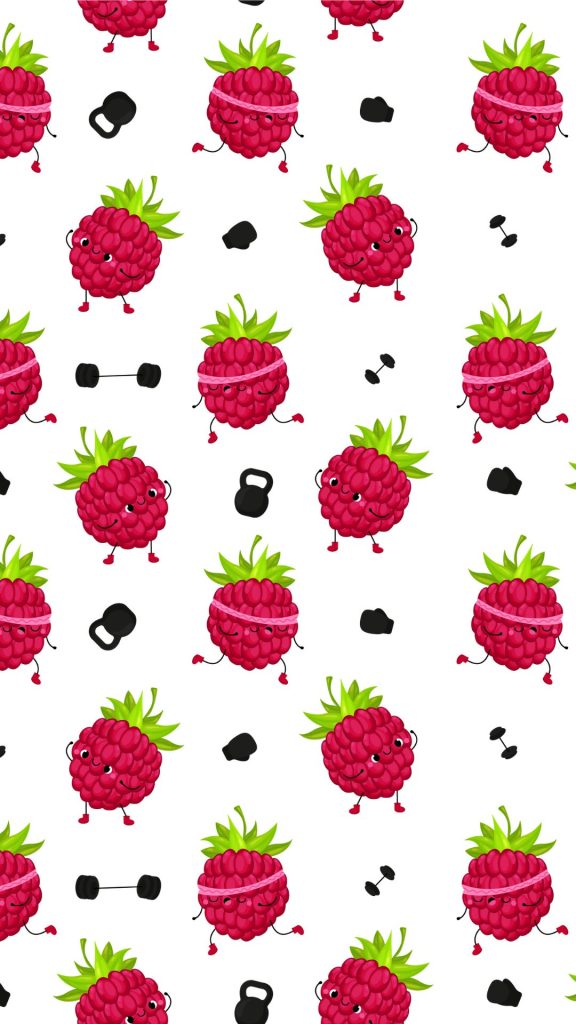 Cute purple shade berries doing workout Kawaii Strawberry Wallpaper