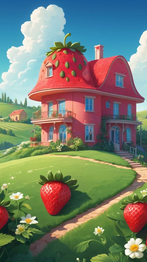 Cute strawberry shortcake cartoon wallpaper