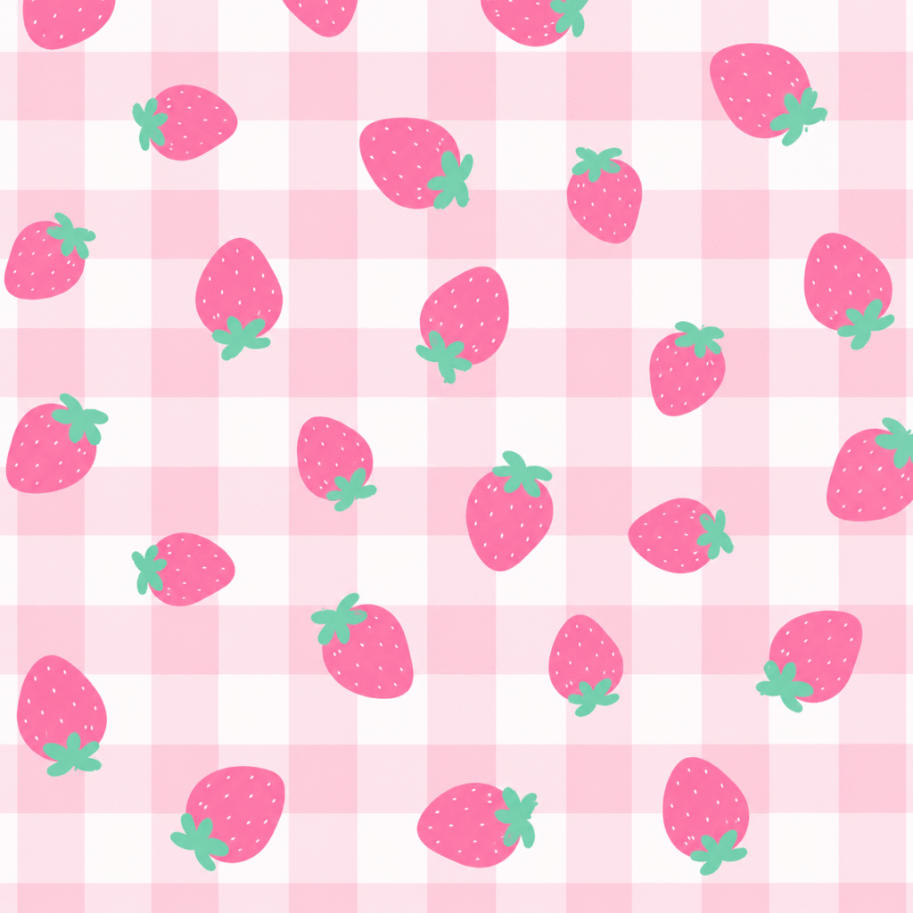 Cute strawberry gingham pattern