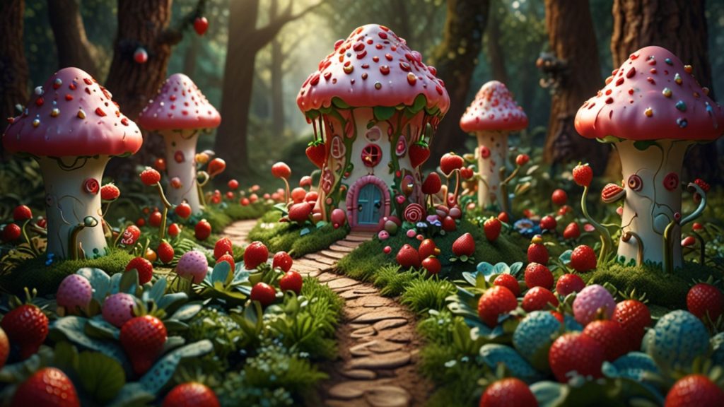 Cute strawberry land Strawberry Shortcake Cartoon Wallpaper