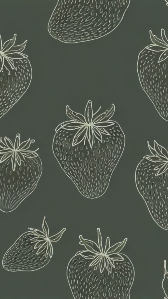 Cute strawberry lined on grey background aesthetic strawberry wallpaper