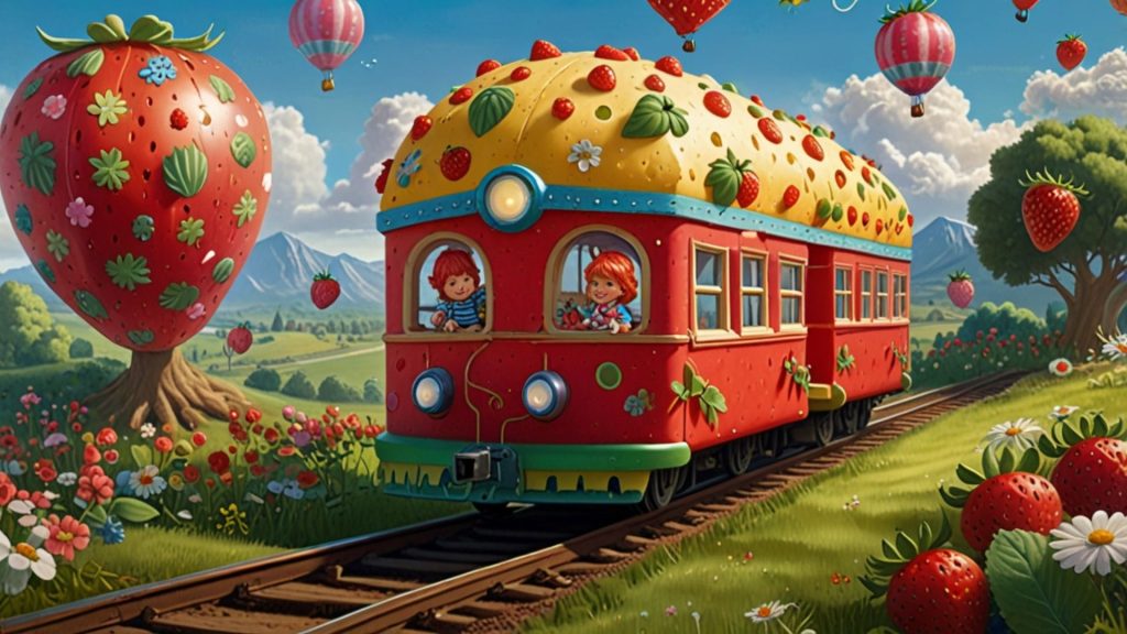 Cute strawberry themed bus Strawberry Shortcake Cartoon Wallpaper