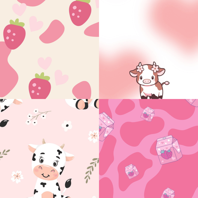 Cute strawberry cow wallpaper