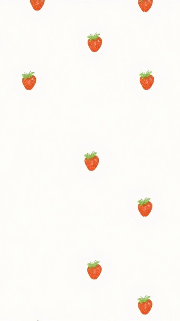 Cute water painted strawberries in red color with white background aesthetic strawberry wallpaper