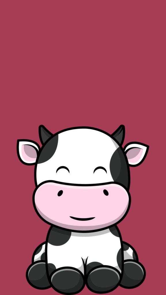 Demure baby strawberry cow with dark purple background cute strawberry cow wallpaper