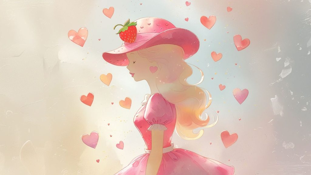 Dreamy girly Strawberry Shortcake Cartoon Wallpaper