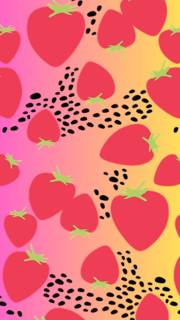 Elegant strawberries with polka dots Aesthetic Strawberry wallpaper